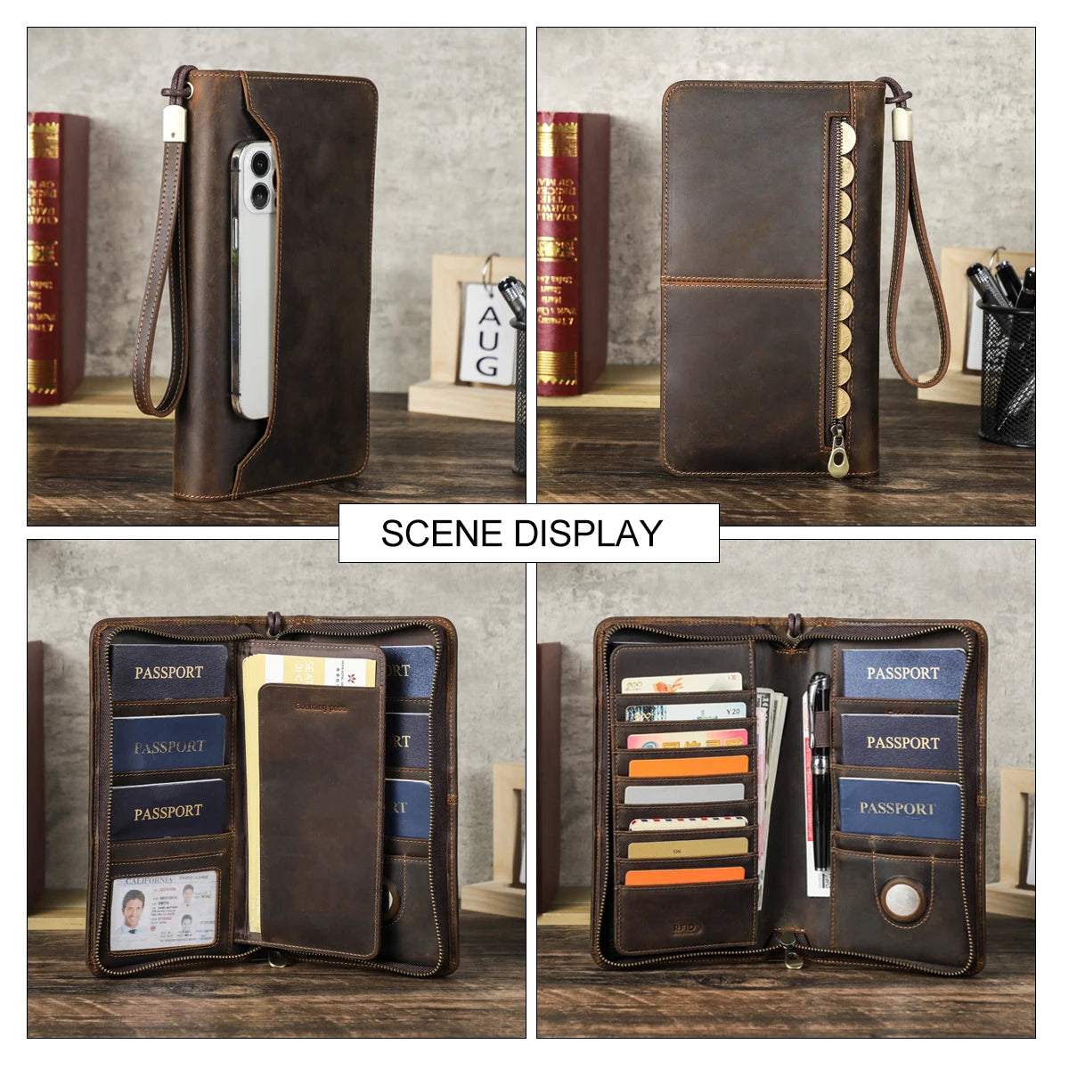 Family Travel Organizer with Passport & AirTag Slot