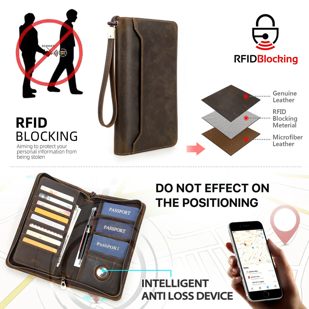 Family Travel Organizer with Passport & AirTag Slot